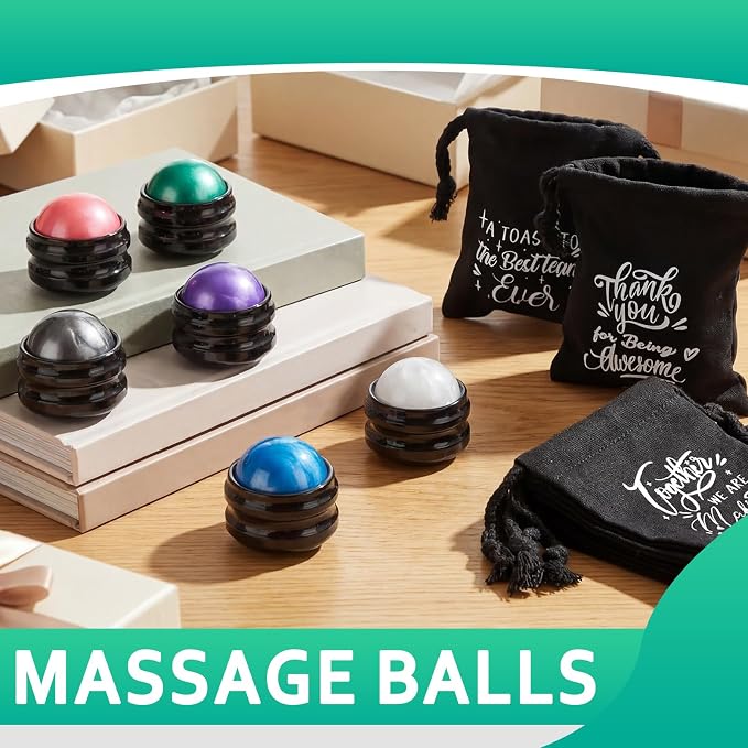 6 Pcs Massage Roller Ball Bulk Handheld Manual Roller Massager Drawstring Cotton Bag Handheld Relax Tool Sore Muscles Joint Pain Relief Relaxing Full Body