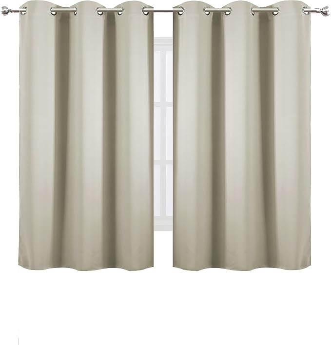 LEMOMO Light Beige Thermal Blackout Curtains/38 x 54 Inch/Set of 2 Panels Room Darkening Curtains for Bedroom