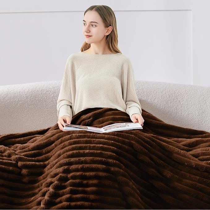 BEDELITE Ribbed Twin Blanket for Couch & Bed, Chocolate Brown, 60"x80" | Ultra-Soft Plush Fleece, Cozy, Warm Yet Lightweight, Ribbed Texture, Home Decor, Machine Washable, Giftable, All-Season Use
