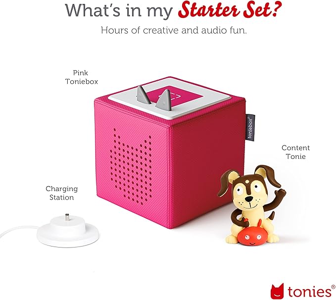 Toniebox 1 Audio Player Starter Set with Playtime Puppy - Listen, Learn, and Play with One Huggable Little Box - Pink