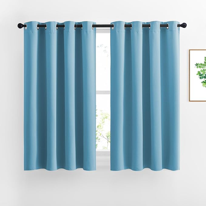 NICETOWN Room Darkening Curtain Panels - Window Treatment Thermal Insulated Grommet Light Blocking Curtains Drapes for Bedroom/Home Office (2 Panels, 46 by 54, Teal Blue)