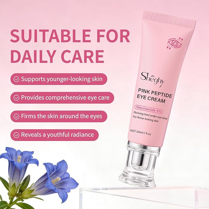 PDRN Pink Peptide Eye Serum Cream, Hydrating & Firming Eye Cream for Dark Circles, Anti-Aging Treatment Reduces Fine Lines, Uneven Skin Tone, Soothing Pink Moisturizer with Peptides, 1.01fl.oz (2)