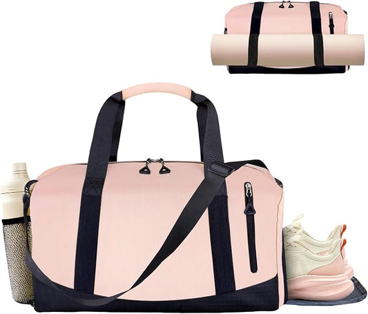 Yoga Mat Bag, Gym Workout Bag with Water Bottle Pocket, Pilates Bag for Women with Wet & Dry Pocket, Yoga Bags and Carriers Fits All Your Stuff, Yoga Tote Bag for Sports Travel Office