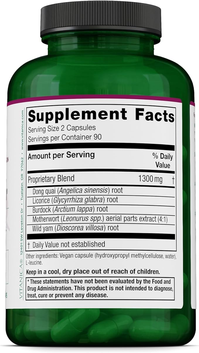 Vitanica Women's Phase II, Menopause Support, Vegan, 180 Capsules