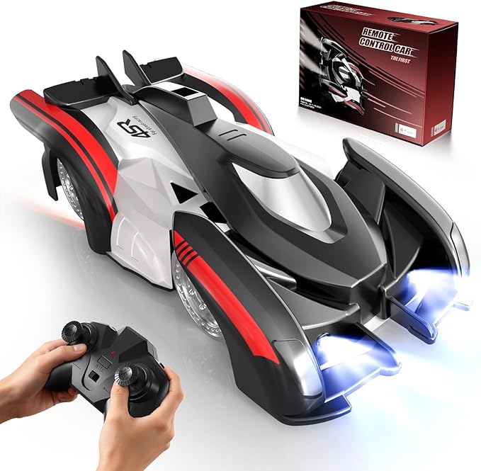 Wheat Run Wall Climbing Remote Control Car, Dual Mode 360° Rotating RC Stunt Car with Headlight, USB-C Rechargeable Race Vehicle, Indoor Wall Toys for Boys Ages 3+, Gifts for Kids Birthday