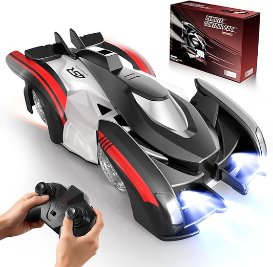 Wheat Run Wall Climbing Remote Control Car, Dual Mode 360° Rotating RC Stunt Car with Headlight, USB-C Rechargeable Race Vehicle, Indoor Wall Toys for Boys Ages 3+, Gifts for Kids Birthday