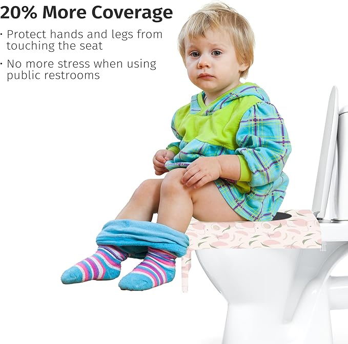 Toilet Seat Covers Disposable,Individually Wrapped for Travel,Full Coverage Extect Large Potty Training Cover for Kids,Peach,20 Packs