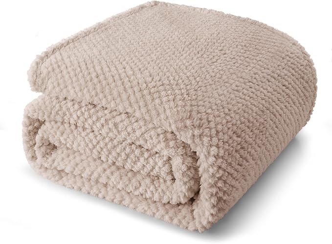 Whale Flotilla Soft Fleece Twin Size Bed Blanket, Camel | 60x80 Inch, Suitable for Bed, Fluffy Fuzzy Jacquard Blankets for All Season, Lightweight and Cozy