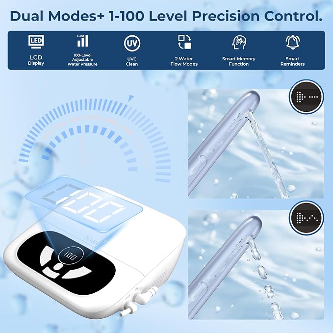 Enemas for Colon Cleanse Men and Women, Electric Enema Kit with UVc Storage Box, 1-100 Level Adjustable Water Pressure, 2 Spray Modes, Anti-Backflow Design, 18 pcs Nozzles