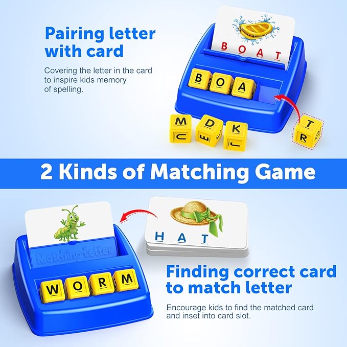 Educational Toys for 3 4 5 Year Old for Toddlers 2-4 Year Matching Letter Games for 3-5 Montessori Toys for Kids Toy for Ages 2-4 4-6 Birthday Halloween Christmas Easter Gifts for 3-5 Year Old