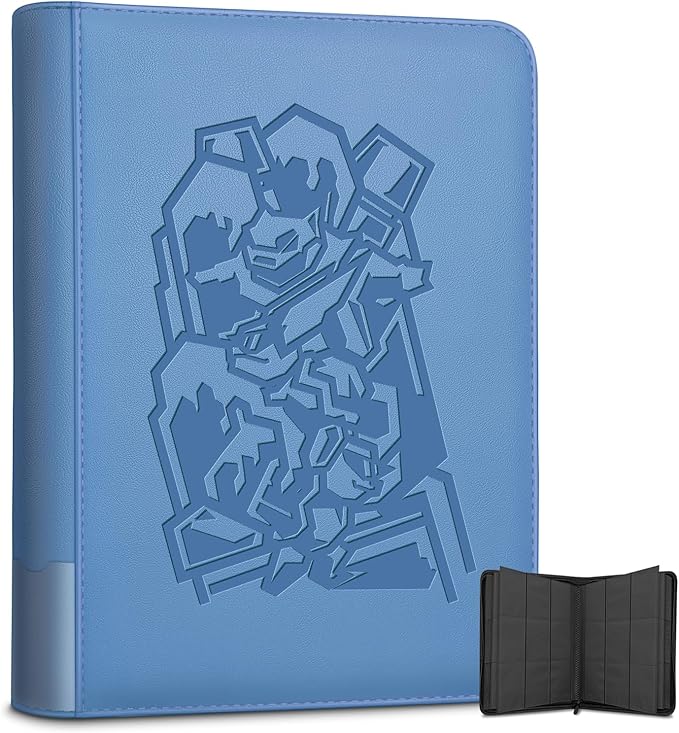 9 Pocket Card Binder, 360 Cards Trading Cards Games Collection Holder Book Folder with Customizable Label Slot and Side-Loading Sleeves (Blue)
