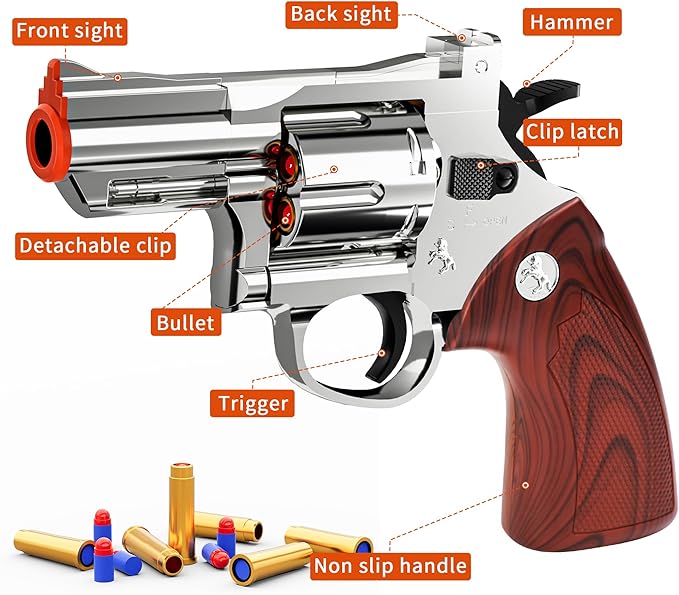 Toy Gun-Soft Bullet Western Cowboy Prop Revolver Gun Plastic Play Guns Pistol for Kids Boys Age 8+ Foam Blaster CS Toy Rifle Sniper Small Hand Gun Cosplay Shoot Games