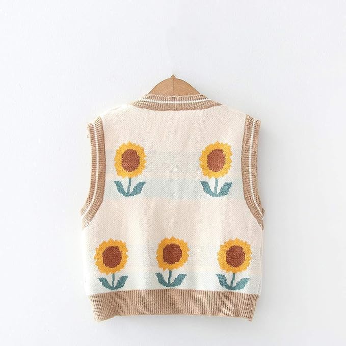 Women's Sweater Vest,Y2K Sleeveless Pattern Preppy Style Knitted Crop Tank Top for Girl