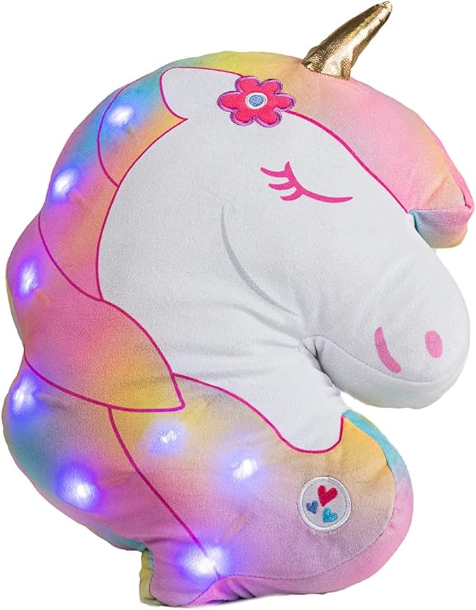 Light Up Pillow for Kids, Plush Led Night Light for Boys and Girls, Oeko TEX Certified, Toddler’s Light Up Sleeping Toy, Rainbow Unicorn