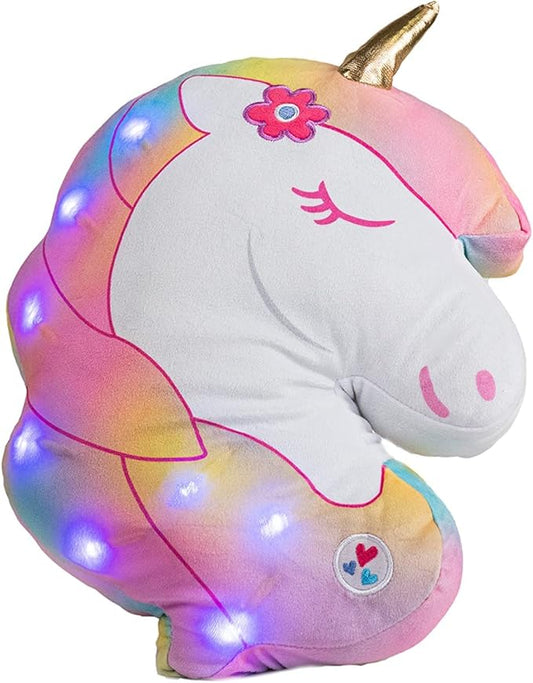 Light Up Pillow for Kids, Plush Led Night Light for Boys and Girls, Oeko TEX Certified, Toddler’s Light Up Sleeping Toy, Rainbow Unicorn