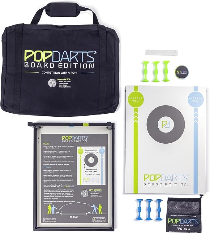 Popdarts Board Edition Set - Backyard, Indoor and Outdoor Game - Great Cornhole Alternative - Includes 2 All-Weather Boards, Original Set, Travel Case, and Score Keeper
