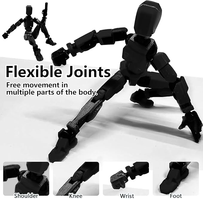 Titan 13 Action Figure, Action Figures, Titan 13 Action Figure 3D Printed Robot Multi-Jointed Movable, Desktop Decorations for Game Lovers, Easter Basket Stuffers（Black）