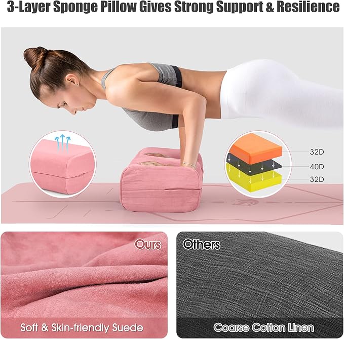 Giantex Yoga Bolster Pillow, with Carry Handle, Removable Machine Washable Soft Suede Pillowcase, Meditation Rectangular Yoga Pillow Perfect for Restorative Yoga
