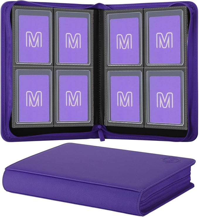 Toploader Binder,4-Pocket Side Load Trading Card Album, Holds 128 Cards with Double-Sided Pockets for MTG, Sports Cards, Top Loader Storage