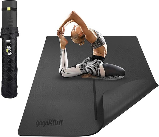 Gogokiwi Large Yoga Mat (6'x4') – 1/4" & 1/2" Thick Exercise Mats for Home Workout, Extra Wide Workout Mats for Home Gym, Yoga, Pilates, Stretching, Floor & More