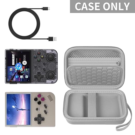 PAIYULE Travel Case Compatible with RG353V/ RG353VS/ R36S Retro Handheld Game Console, Handheld Emulator Storage Holder Organizer, Android Game Console Carrying Bag (Grey) (Box Only)
