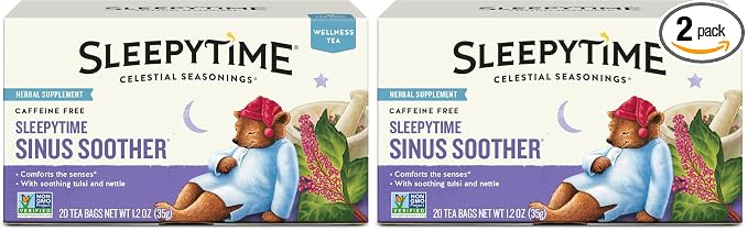 Celestial Seasonings Sleepytime Tea - Wellness Sinus Soother, Caffeine Free - 20 Tea Bags Box, (Pack of 2)