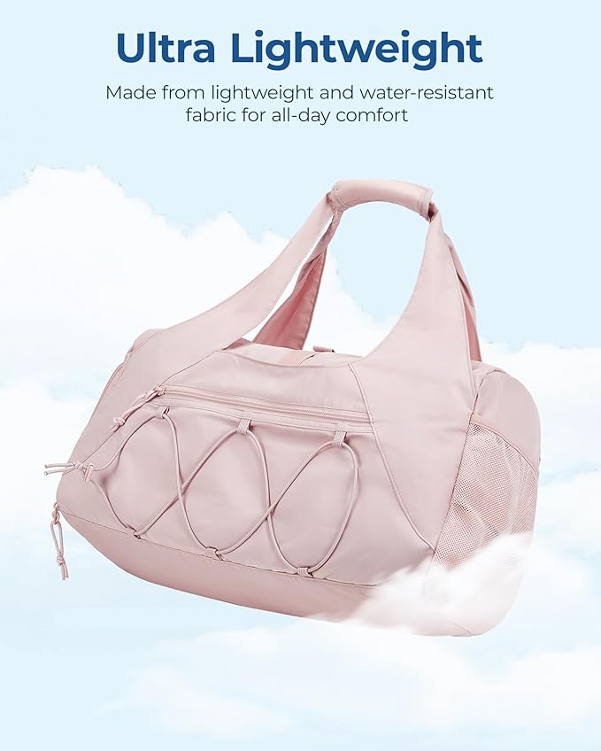 BAGSMART Gym Bag for Women, Lightweight Duffel with Shoe Compartment, Tote Bag with Wet Pocket for Yoga Travel, Chocolate