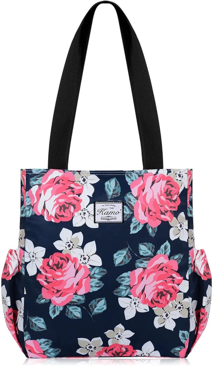 KAMO Floral Tote Bag - Waterproof Lightweight Handbags Travel Shoulder Bag for Hiking Yoga Gym Swimming Travel Beach