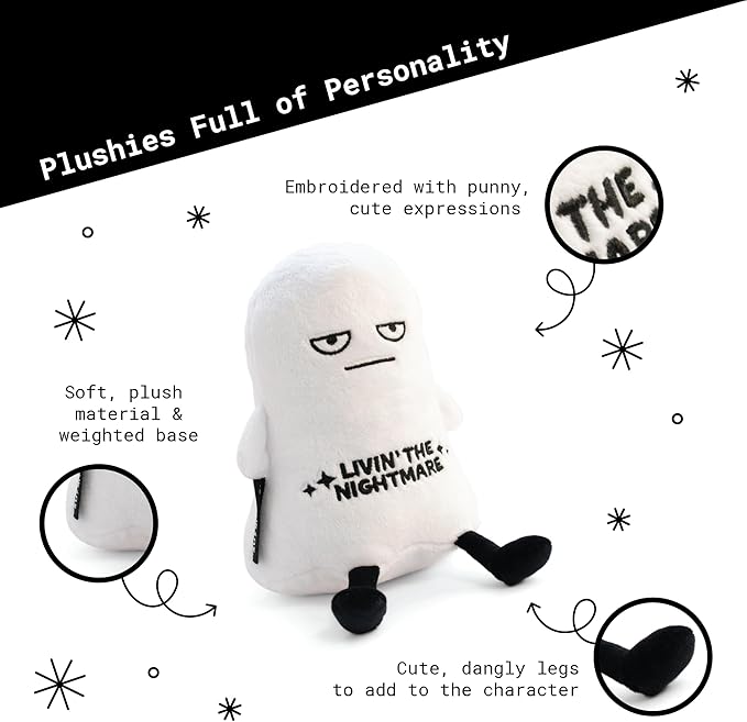 Ghost Plushie - Livin' The Nightmare Sassy Ghost Plush, Cute & Funny Halloween Plush Toy for Gifting