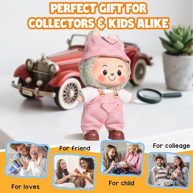 AICase for 17cm Doll Clothes/Outfit,Clothes Set for 17cm Doll,3 Piece Set Hat Clothing,Boys and Girls Stylish Adorable Dolls Clothes Accessories_Pink