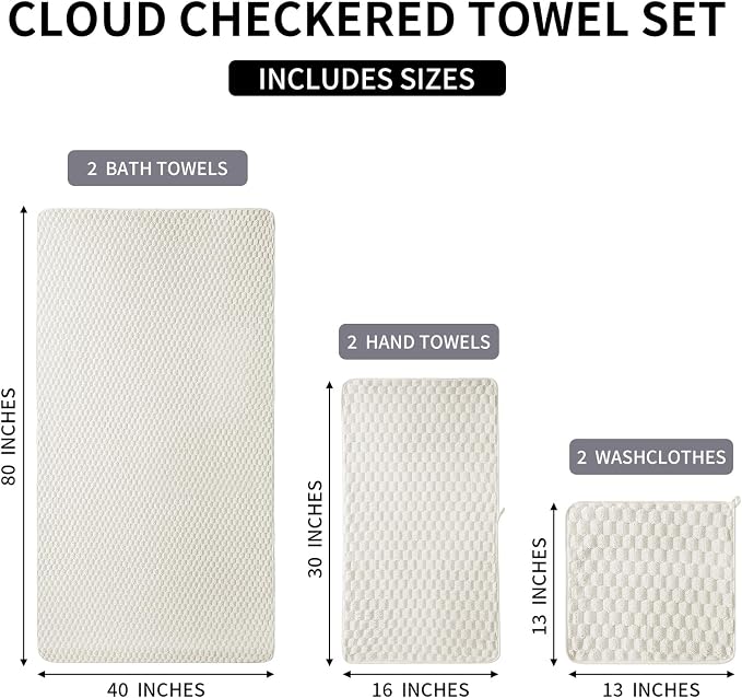 Extra Large Bath Towel Set of 6 (40"x80"),Oversized Bath Sheet Super Soft Highly Absorbent Microfibers Quick Dry Luxury Shower Towel for Bathroom Spa Gym Hotel Yoga (Cream, 6Piece)