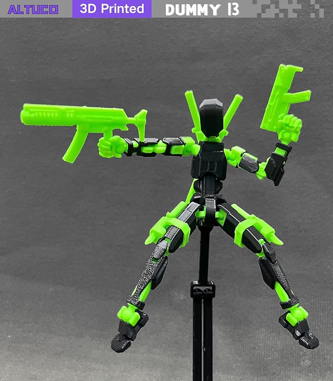 T13 Action Figure with Lots of Accessories,3D Printed Multi-Jointed Titan13 Figure,Black Dummy 13 Desktop Decorative Toy