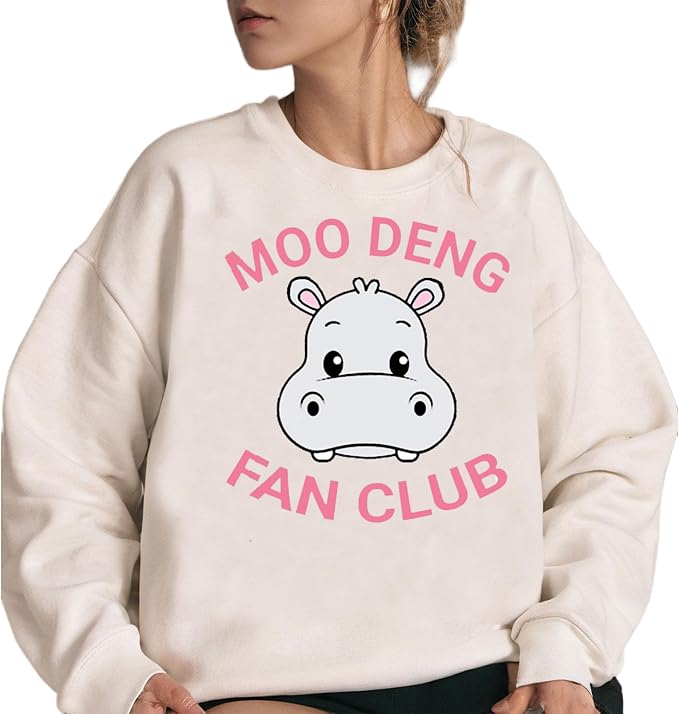 YOUNG GREEN Moo Deng Sweatshirt Moo Deng Bouncy Pig T-Shirt The Cute Baby Hippo Sweatshirt Gift For Moo Deng Lovers