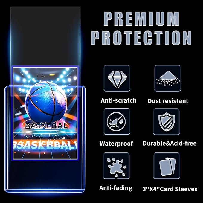 400 Card Sleeves Top Loads for Cards,3"X4"Baseball Card Protectors,Toploaders Hard Plastic for Trading Game Sports Football Cards(200 Hard Protectors + 200 Soft Sleeves