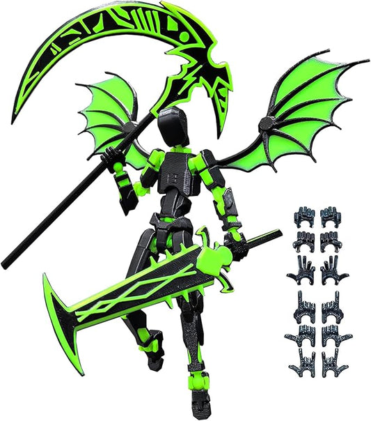 T13 Action Figure(Assembly Completed),Titan 13 Robot Action Figures ,3D Printed Dummy 13 Action Figure Articulated, Lucky 13 Gift for Collectors Desktop Decorations,muñeco de acción(Black Green)