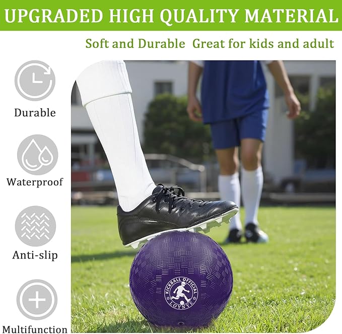 10 Inch Dodgeball Balls Playground Ball Kickball, Dodge Balls for Kids, Kickballs Handball for Indoor Outdoor Games Four Square Balls, Includes Pump