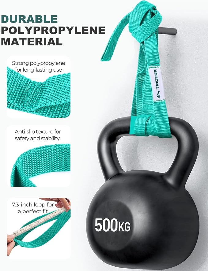 Trideer Non-Elastic Stretching Strap with Loops for Physical Therapy & Rehab, Knee Hip Leg ROM Post-Surgery, Yoga Strap for Stretching, Leg Lifter Strap Mobility Aid, Hamstring Calf Back