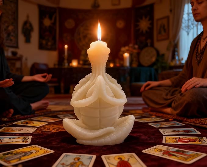 Turtle Yoga Pose Shaped Scented Candle,50G Aroma Soy Wax Decorative Art Candle for Table Photo Prop Birthday,Prefect Gift for Meditation Stress Relief Mood Boosting (White)