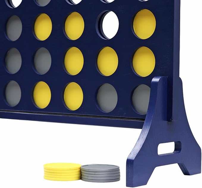Tailgating Pros Premium Navy Giant Four in a Row with Carrying Case - Jumbo Oversized Outdoor Yard Game - Connect Multiple Pucks in a Row to Win - Many Puck Colors Available!