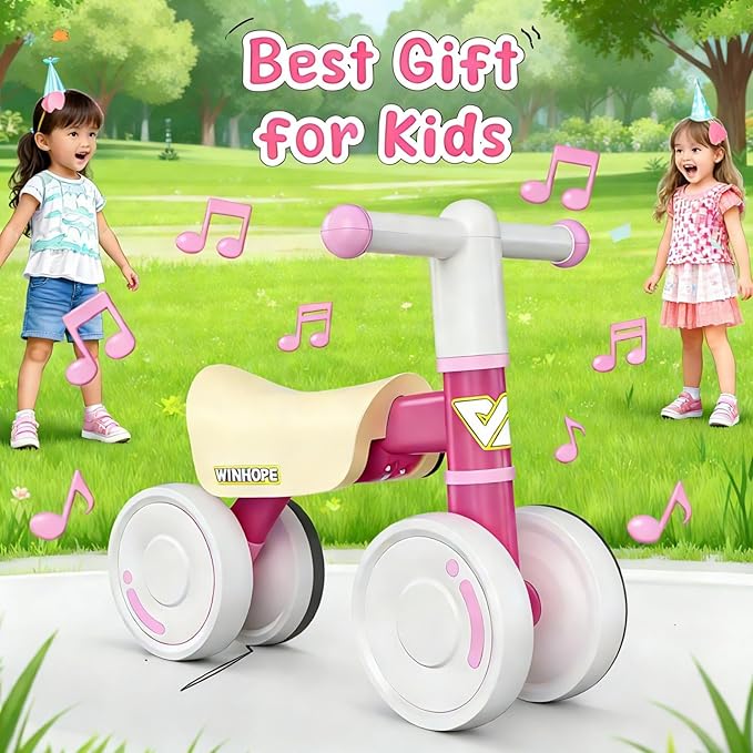 WinHope Baby Balance Bike for 1 Year Old Boys Girls,12-36 Month Toddler Balance Bike with 4 Wheels,Toddler First Bike,Girls First Birthday Gifts