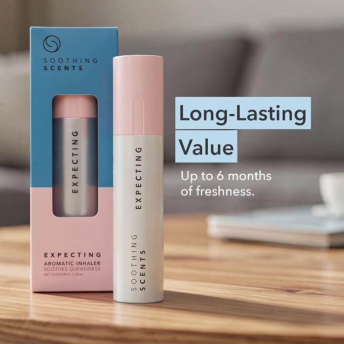 Expecting Aromatic Inhaler for Morning Sickness & Pregnancy Nausea – Non Drowsy Essential Oil Nasal Stick, Natural Vapor Inhalation for Queasy Relief & Tummy Comfort, 2.25 Milliliters