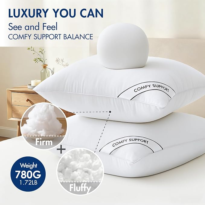MIULEE 22x22 Pillows Inserts Pack of 2, Down Alternative Virgin Filling | Decorative Pillow Insert, Comfy Support Throw Pillows for Sofa Couch Bed