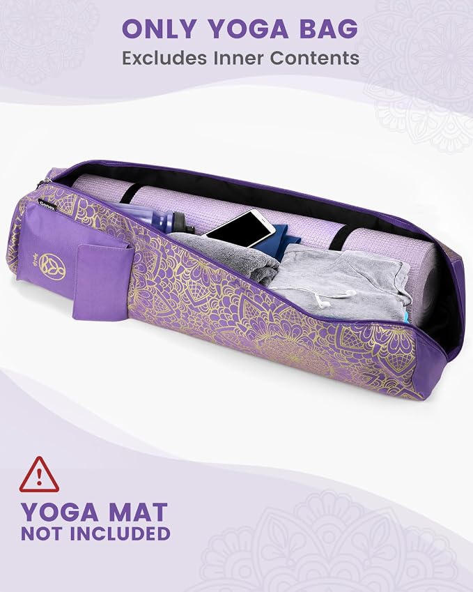 Gonex Yoga Mat Bag, Yoga Mat Carrier Full-Zip Exercise Yoga Mat Carry Bag for Women Men with 2 Multi-Functional Storage Cargo Pockets Extra Wide Adjustable Shoulder Strap