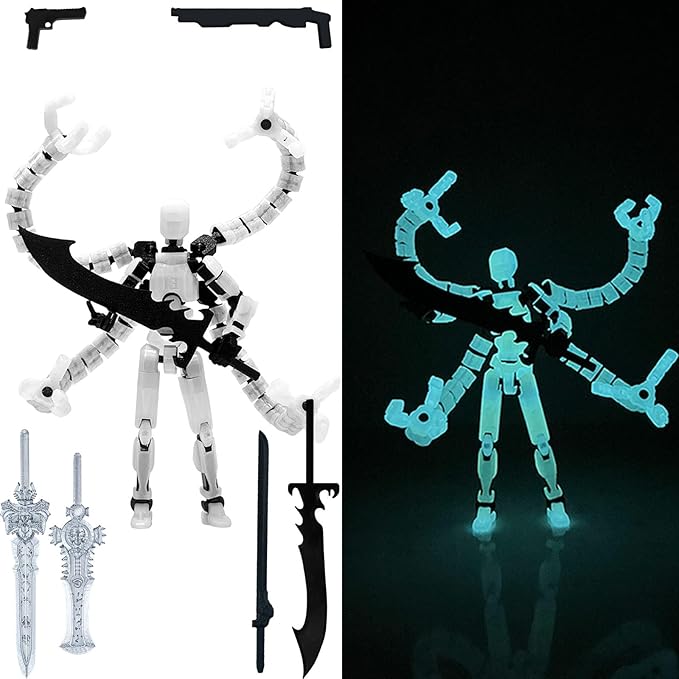 Already Assembled T13 Action Figure Accessories, T13 Multi-Jointed Movable,for Collectors Desktop Decorations t-13 Movability 3D Printed Toys (Night Light, 5.5 Inch)