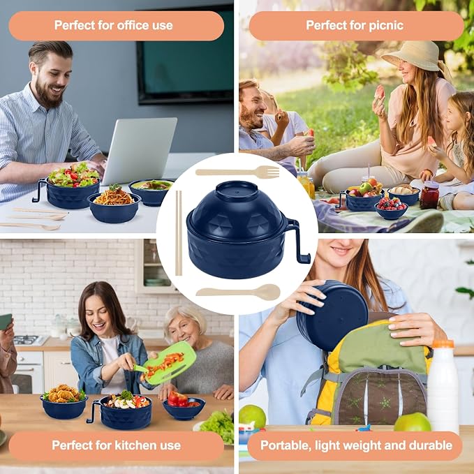 Microwave Ramen Cooker,Ramen Bowl Set,Microwave Noodle Bowl With Chopsticks and Spoon, College Dorm Room Essentials for Girls for Boys, Apartment Essentials, BPA-Free. (Deep Blue)