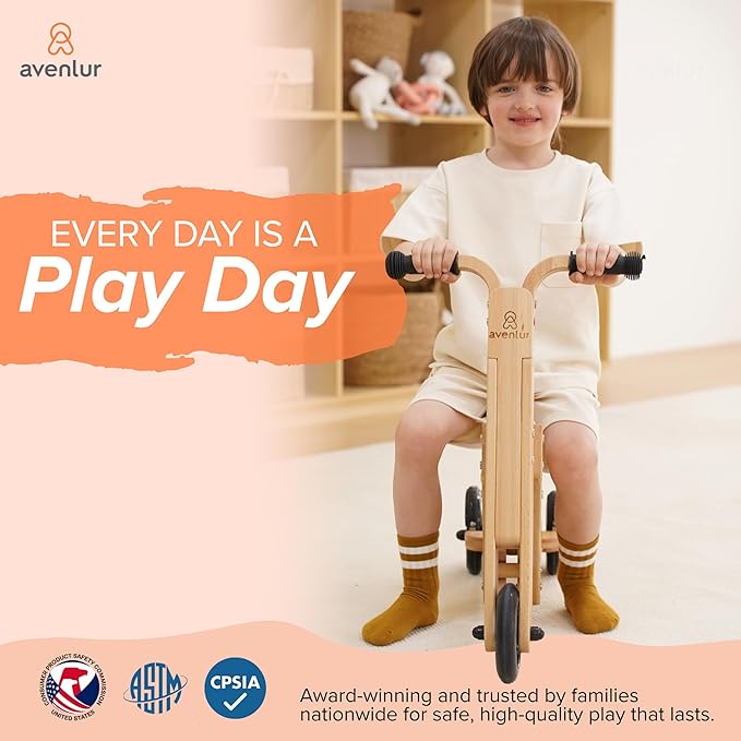 Avenlur Juneberry 2-in-1 Wooden Scooter & Ride-On Toy – Toddler Balance Bike & Scoot Toy for 2yr–5yr | Hape Scoot Bike Style, Best Gift for Boys & Girls Age-Appropriate Toys | Indoor Ride-On