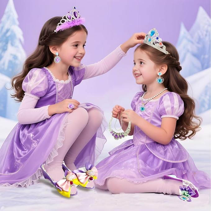 Princess Dress Up for Girls 4-6，Kids Princess Shoes Pretend Play Toys，Beauty Birthday Gifts for 3 4 5 6 Year Old Girl