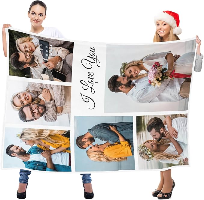 inkArts Custom Blanket with Photo, Personalized Blanket, Customized Photo Blankets, Customizable Picture Blankets, Personalized Anniversary Couple Gifts for Women Men Her Him Boyfriend Girlfriend