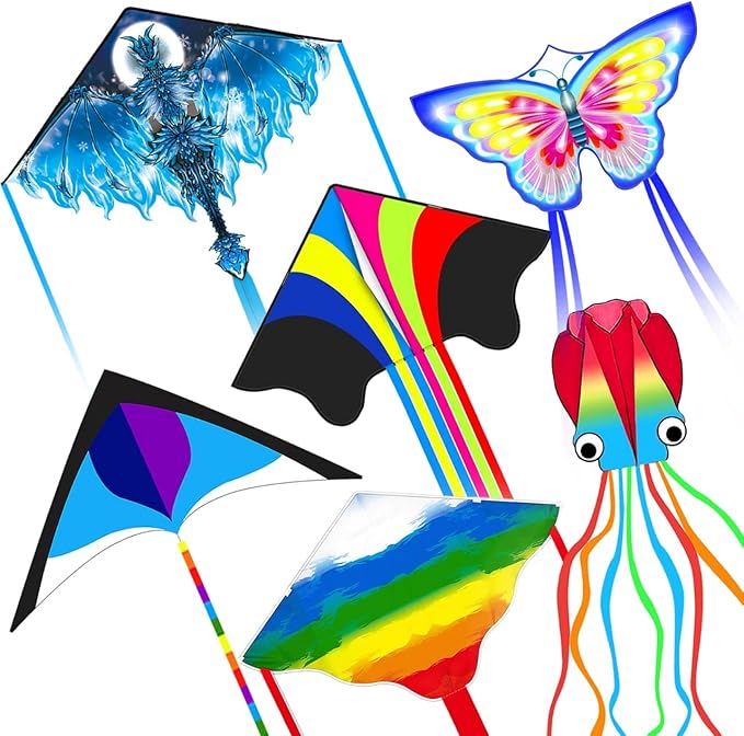 Kites for Kids & Adults, Beach Kites Set for Beginners, Easy to Fly Large Kite Pack for Boys and Girls, Kite String Included, Perfect for Outdoor Activities