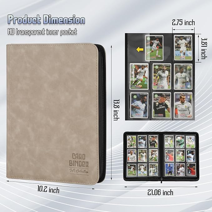 Trading Card Binder, Premium 9 Pocket Double Sided 540 Pocket PU Card Collection Binder, Collectible Trading Card Albums for MTG, TCG, Sport Card, Game Cards (Ecru)
